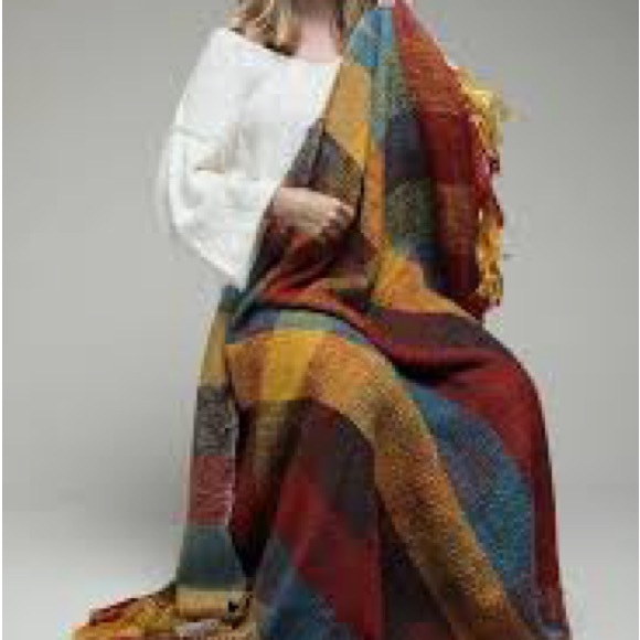 Spiced Cha Chunky Yarn Multicolor Plaid Throw Blanket - Picture 9 of 11